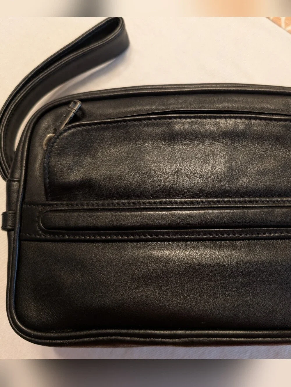 Tumi All Leather Black Clutch/ Wristlet/ Toiletry Bag